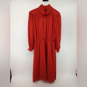 Vintage Pure Argenti Red Long Sleeve Dress Waist Tie Made in Hong Kong 8